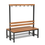 Umkleidebank doppelt, 100 cm breit, Doppel-Haken verdeckt, mit Schuhrost 